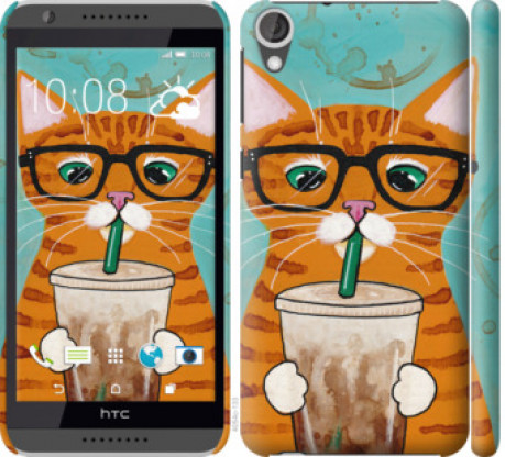 Чохол на HTC Desire 820 Зеленоокий кіт в окулярах &quot;4054c-133&quot;