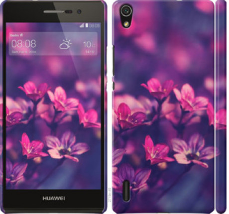 Чехол на Huawei Ascend P7 Пурпурные цветы &quot;2719c-49&quot;