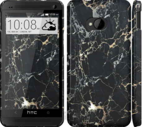 Чохол на HTC One M7 Чорний мармур &quot;3846c-36&quot;