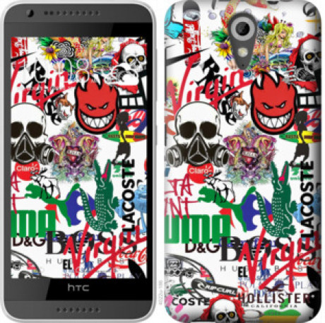 Чехол на HTC Desire 620G Many different logos &quot;4022u-187&quot;