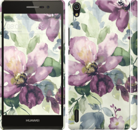 Чехол на Huawei Ascend P7 Цветы акварелью &quot;2237c-49&quot;