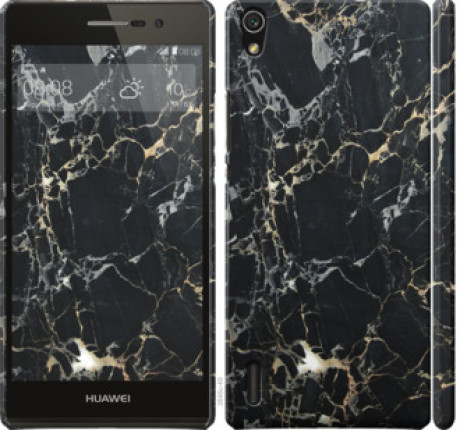 Чехол на Huawei Ascend P7 Черный мрамор &quot;3846c-49&quot;