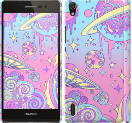 Чехол на Huawei Ascend P7 Розовая галактика &quot;4146c-49&quot;