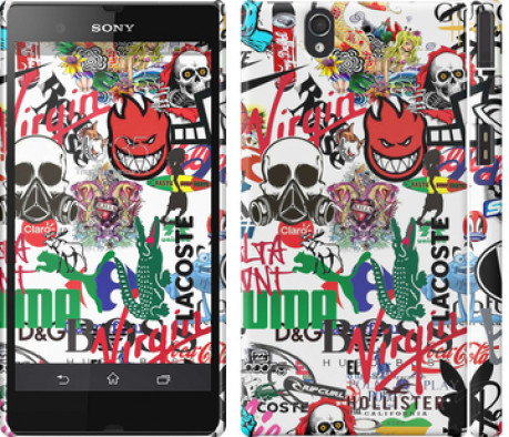 Чохол на Sony Xperia Z C6602 Many different logos &quot;4022c-40&quot;