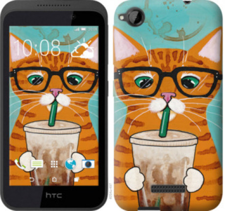 Чохол на HTC Desire 320 Зеленоокий кіт в окулярах &quot;4054u-497&quot;