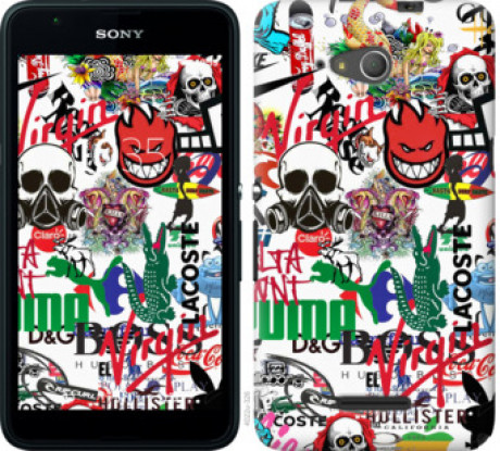 Чохол на Sony Xperia E4g Many different logos &quot;4022u-326&quot;