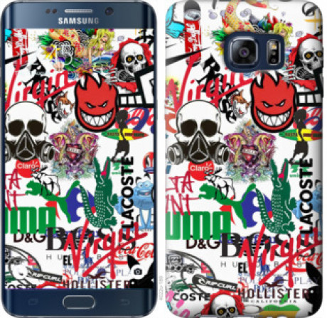 Чехол на Samsung Galaxy S6 Edge Plus G928 Many different logos &quot;4022u-189&quot;