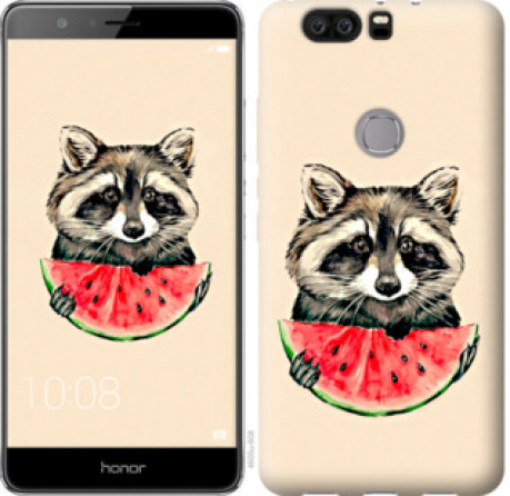 Чехол на Huawei Honor V8 Енотик с арбузом &quot;4605u-608&quot;